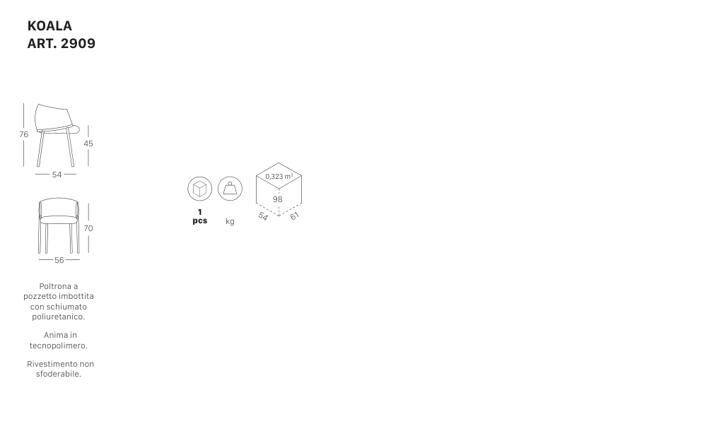 SCAB Design Koala | poltroncina - dimensioni