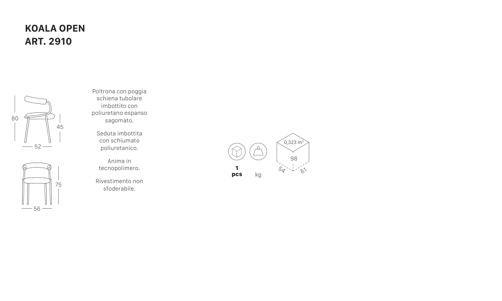 SCAB Design Koala Open | sedia - dimensioni